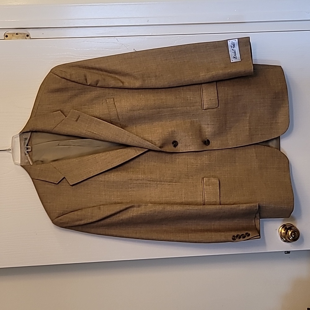 Marshall Field's Men's Wool Silk Linen Tan Sport Coat  Jacket Blazer 44L NWT